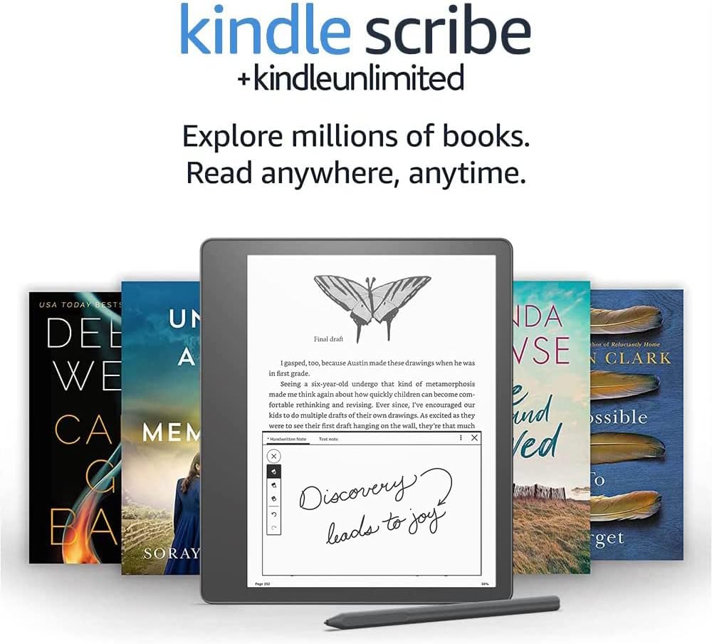 Kindle Scribe | The first Kindle for reading and writing. Features a 10.2-inch, 300 ppi Paperwhite display and includes Premium Pen | 64 GB + Kindle Unlimited