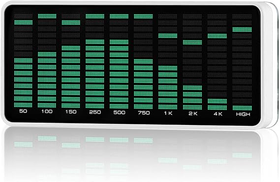 Audio Spectrum Analyzer with 10x16 LED Display, 50Hz-20KHz Frequency, for Dual Input MIC/AUX PC Phone Game Console Desk Decor