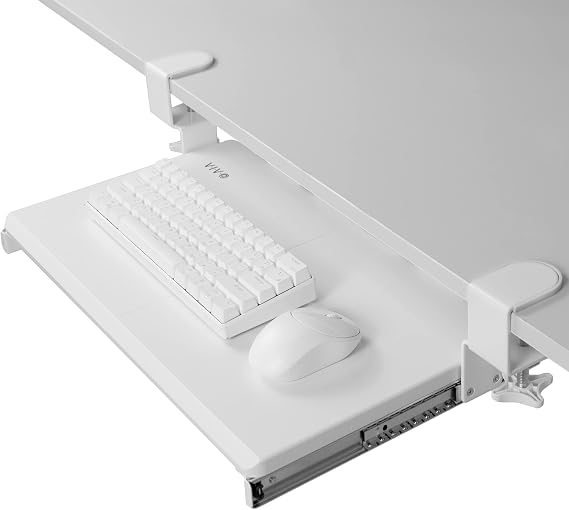 VIVO White Clamp-on 20 x 11 in Keyboard Tray, MOUNT-KB05ES-W