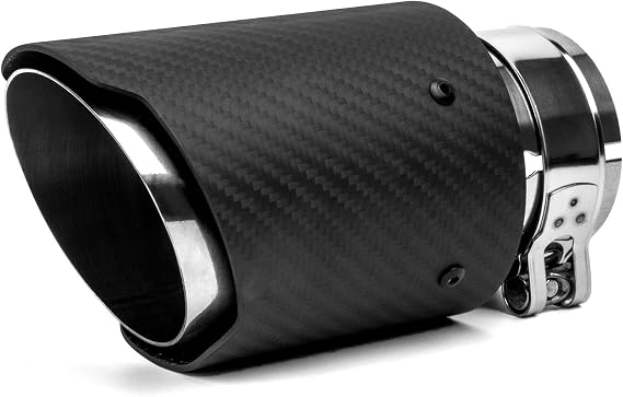 Exhaust Tips Muffler Stainless Steel and Glossy Carbon Fiber Car Exhaust Tail End Pipe, Inlet 63mm(2.5") Outlet 89mm(Matt Black Sillver) | Car Exhaust Tail End Pipe, Inlet 64mm(2.52") Outlet 89mm(3.5")Fit for 63mm/2.5"Tube