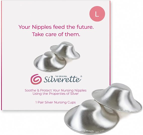 Silverette The Original Silver Nursing Cups, Nipple Covers for Breastfeeding Essentials, Pure 925 Silver Nipple Shields