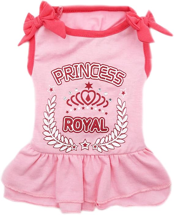 KYEESE Dog Dresses Pink with Bowtie Pet Dresses for Small Dogs Princess Sundress
