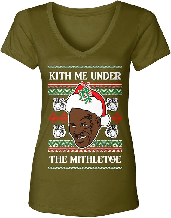 Kith Me Under The Mithletoe - Ugly Christmas Women's V-Neck T-Shirt