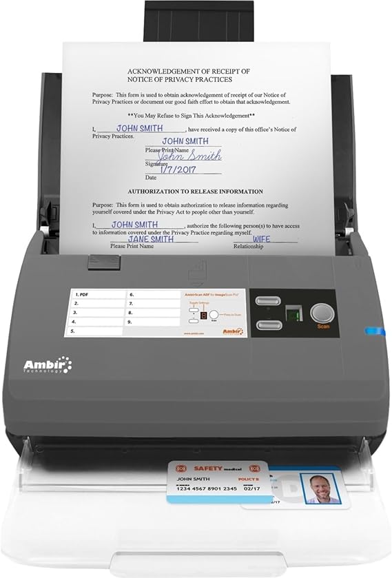 Ambir ImageScan Pro 820ix for use with athenahealth,Black