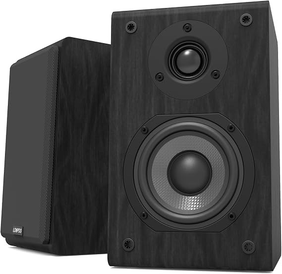 LONPOO Passive Bookshelf Speakers, 150W Wooden Cabinet Stereo Speakers Pair