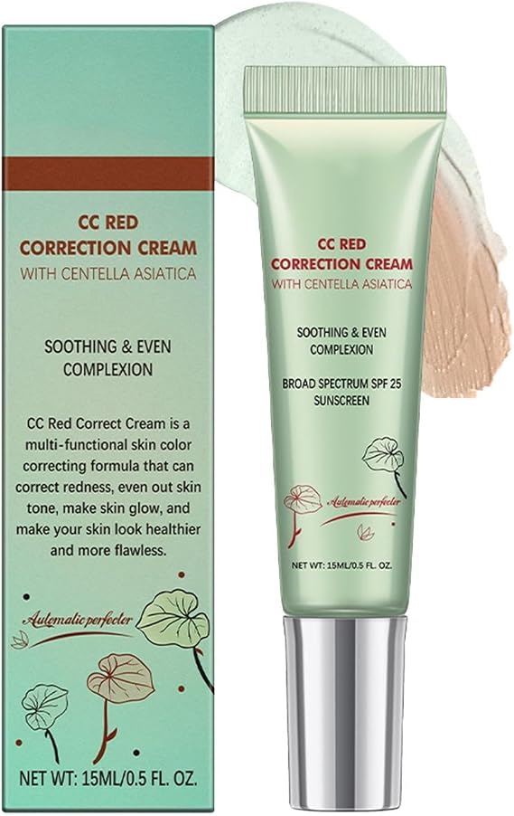 CC Red Correct with Asiatica, 15ml Colour Correcting Cream, Face Moisturizer Skin Repair Cream, Non-Greasy - Hydration Skin And SPF Protection