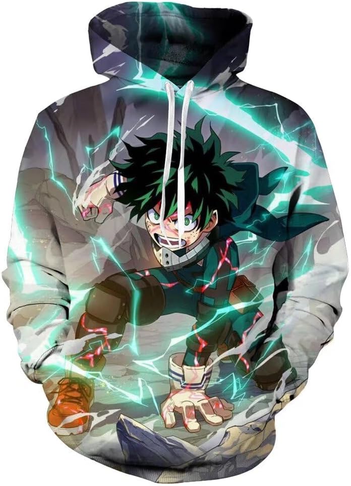 CHLOBLOM Deku Cosplay Costume Anime Hoodie 3D Print Pullover Sweatshirt