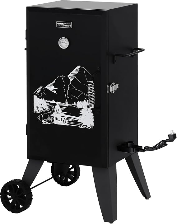 Royal Gourmet SE2805 28-Inch Analog Electric Smoker with 3 Cooking Grates | Outdoor Smoker with Adjustable Temperature Control, 454 Sq. In. Cooking Area, 1350W Output, for Outdoor Backyard BBQ, Black