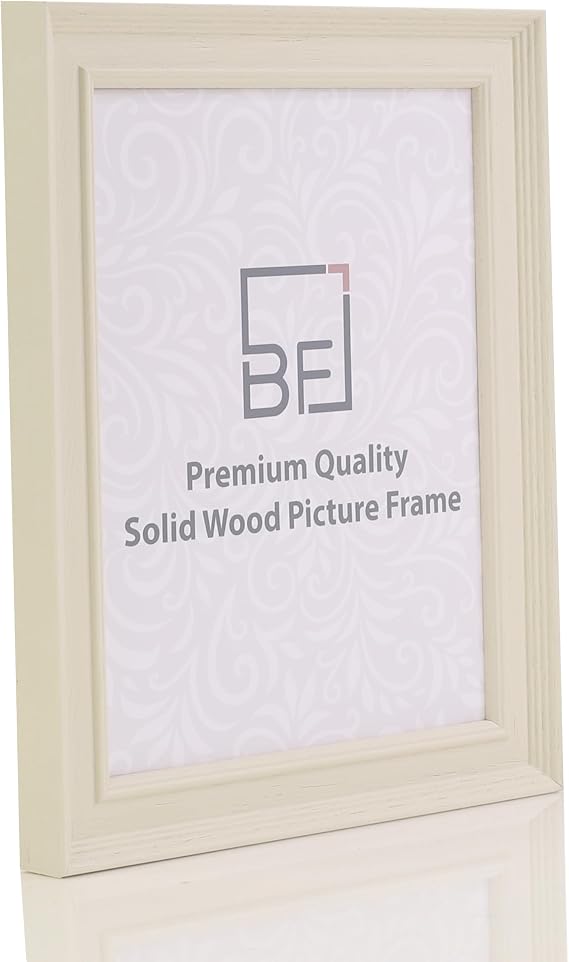 Boldon Framing - A3 Cream Painted Solid Wood Picture Photo Poster Frame, Modern Stepped Profile Wall Mounted Safety Glazing