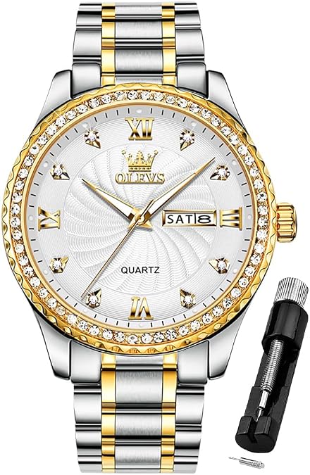 OLEVS Mens Watches Chronograph Luxury Dress Moon Phase Stainless Steel Male Wrist Watch