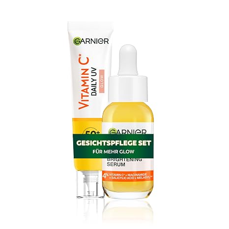 Garnier SkinActive Daily UV Face Care Set for More Glow and SPF 50+ with Vitamin C Serum and Tinted Sun Protection Fluid Against Dark Spots and for Radiant Skin SkinActive Daily UV 1 x 2-Piece Set