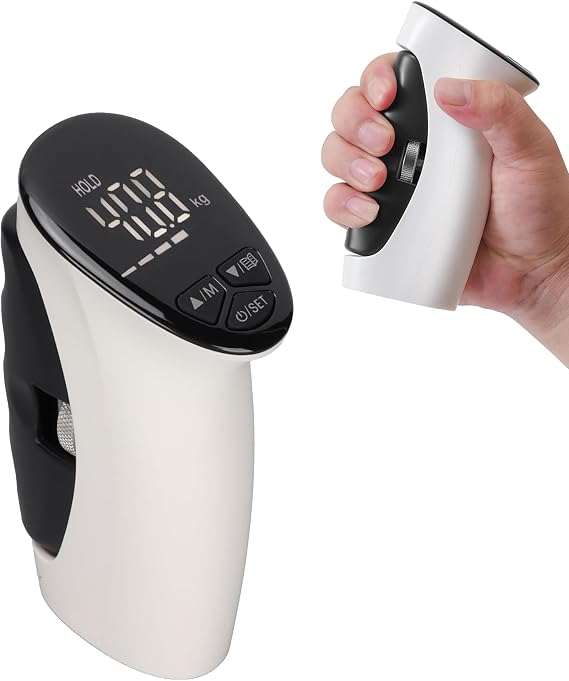 Digital Hand Grip Strength Tester, 198lbs/90kg Electronic Grip Dynamometer with Adjustable Handle & Backlit Display, Comfortable Grip Strength Meter for REHAB, Seniors, Sports & Home Use