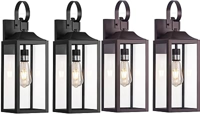 19 Large Outdoor Light Fixture 4 Pack, Porch Lights Sconce Exterior Lighting Fixtures, Outside Lights for House Modern Wall Lantern, Anti Rust Outside Coach Lamps for House, Doorway, Garage