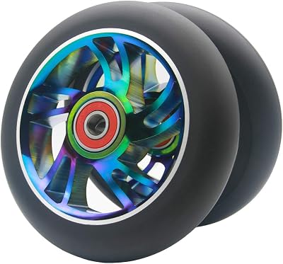 Z-FIRST 2pcs Replacement 120mm Pro Scooter Wheel with ABEC 9 Bearings Fit for MGPRazorLucky Pro Scooters W-Rainbow