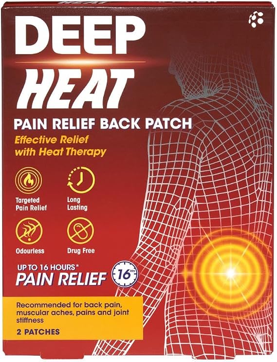Deep Heat, Well Large Patch for Back Pain Pads, 2 count | Warming Back Patches To Relieve Muscular Aches, Pains & Joint Stiffness, Lasts Up To 16 Hours, Easy, No-Mess Application