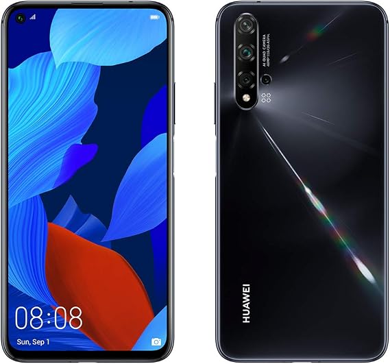 Huawei Nova 5T 128GB 6.26” LCD Display Smartphone with 48 MP Camera, 6GB RAM, SIM-Free Android 9.0, EMUI 9.1, Single Sim, (Black) UK Version