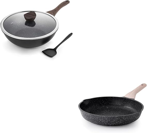 Kordisen Nonstick Frying Pan, 12.5 Inch Large Skillet, Granite Cooking Pan, Healthy and Non Toxic, Induction Compatible, PFOA Free