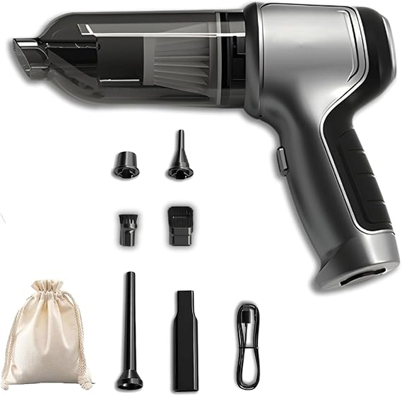 hwqsad Wireless Handheld Car Vacuum Cleaner, 3 in 1 Vacuum, car Vacuum Cleaner high Power Cordless,iturn Vacuum and Blower (1grey)