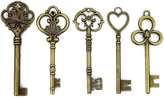 LolliBeads (TM Mixed 4 Set of Extra Large Skeleton Keys in Antique Bronze - 20 Keys