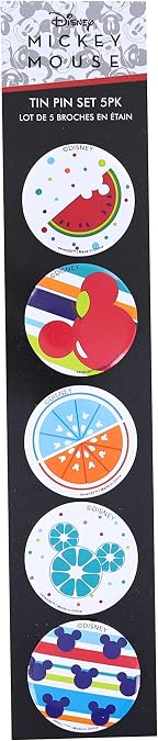 Disney Mickey Mouse Fruit 5 Piece Tin Button Set