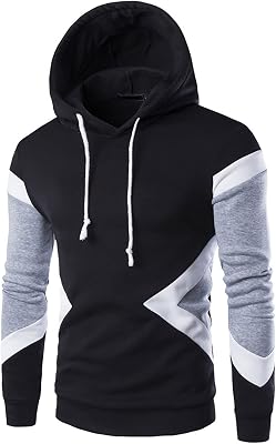 Muscularfit Sweatshirts for Men Loose Fit Long Sleeve Color Block Pullover Hooded Outdoor Fashion Sport Gym Workout Hoodies