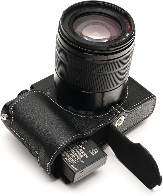 TP Original Panasonic GX7 Mark III GX9 Exclusive Open Type Genuine Leather Body Case, Black Bottom Closure
