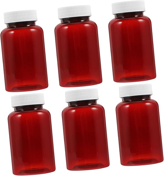 BESTYASH 12 pcs Amber Empty Pill Bottles with Sealing Caps Plastic Medicine Storage Containers Leak Plastic Bottles for Safe Pill and Medicine Storage Portable and Convenient for Travel