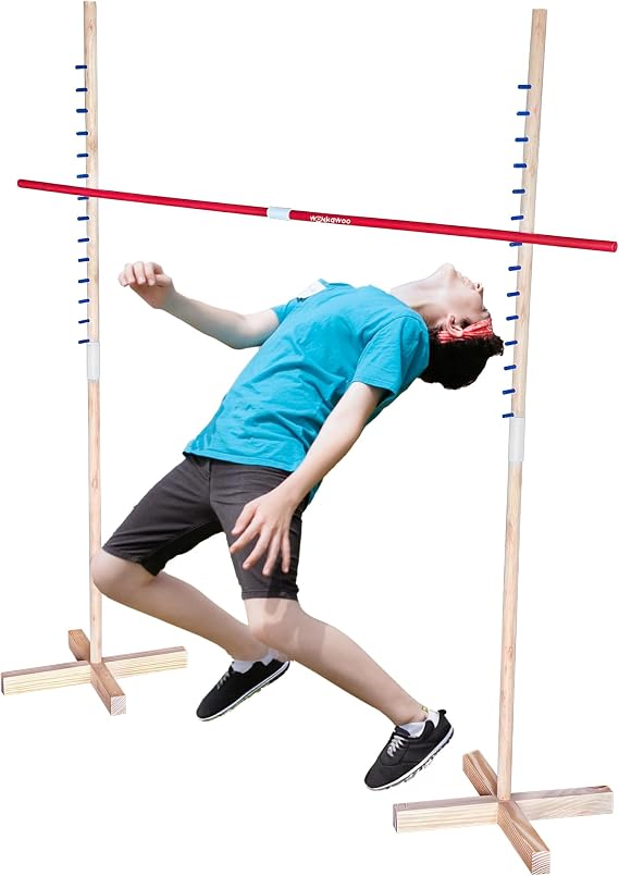 WonkaWoo Wooden Limbo Game for Adults and Kids, Simple Setup Limbo Pole for Outdoor Luau Party Game, Wooden Limbo Stick Yard Game