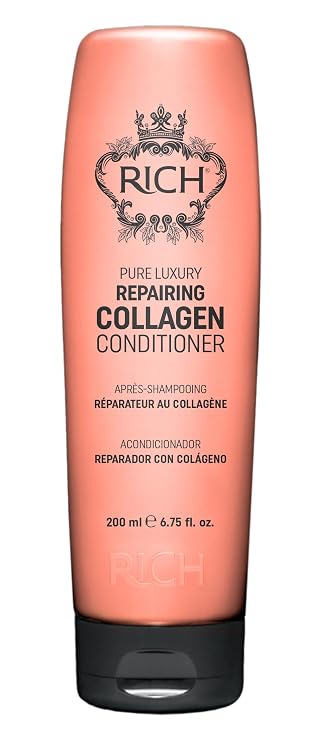 RICH Pure Luxury Repairing Collagen Conditioner for Dry & Damaged Hair - Deep Conditioning & Moisturizing Hair Repair Treatment - Hair Proteins, Collagen, Marula Oil & Macadamia Nut Oil - 6.75 Oz