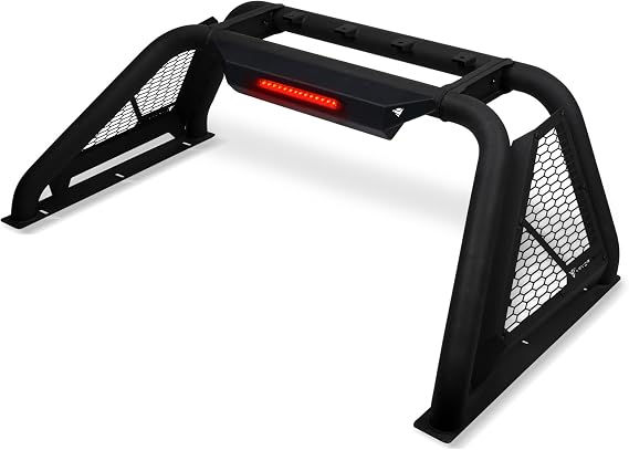ARMORDILLO CRB Roll Bar Chase Rack for 1/2 Ton Full Size Trucks|with LED 3rd Brake Light|04-24 F150 F-150|07-18 Silverado Sierra 1500|07-24 Tundra|04-24 Titan|19-24 Ram 1500|8722473 - Textured Black