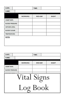 Vital Signs Log Book: Perfect Vital Signs Journal To Record Heart Rate, Blood Pressure, Oxygen Level, Blood Sugar, Temperature: 6x9, Large print 120 Pages Paperback April 4, 2021