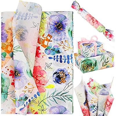 Bolsome 30 Sheets 28  20 Inches Floral Tissue Paper for Gift Bags, Vintage Flowers Print Wrap Tissue Pink Floral Tissue Paper for Gift Wrapping for Mothers Day, Wedding, Birthday DIY Craft