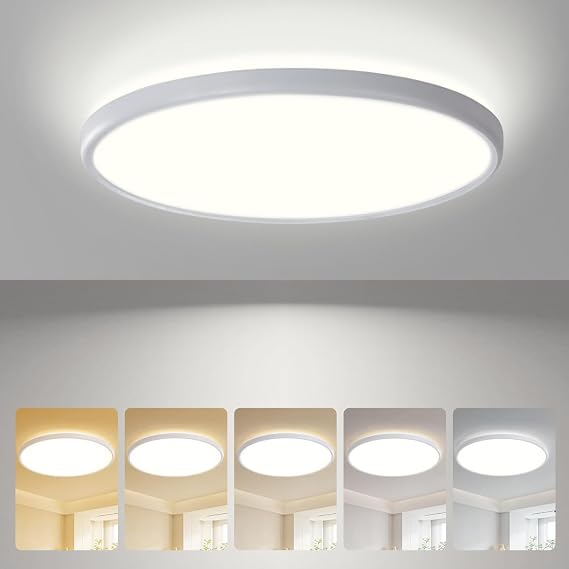 ocioc 18inch Flush Mount Ceiling Light, 36W 3600LM 5CCT Selectable, Dimmable LED Ceiling Light Fixture for Kitchen Bedroom Living Room, Modern Low Profile Style