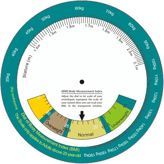 Professional Body Mass Index Wheel Calculator With Clear Scale Weight & Height Measurer Wheel Used For 20 Adult Bmi Measurement Tool Wheel Calculator With Clear Scale Weight & Height Measurer 20