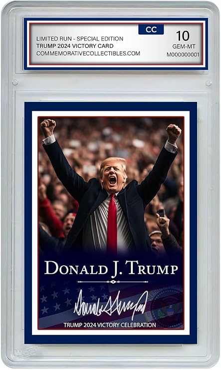 Trump Trading Card - Victory Celebration Limited Edition Collector's Item, Gem Mint 10-2024 Donald Trump Memorabilia, Perfect Political Trump Gift