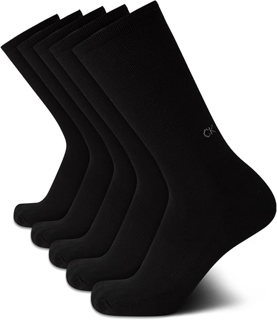 Calvin Klein Mens 5 Pack Moisture Wicking Cushioned Athletic Crew Socks