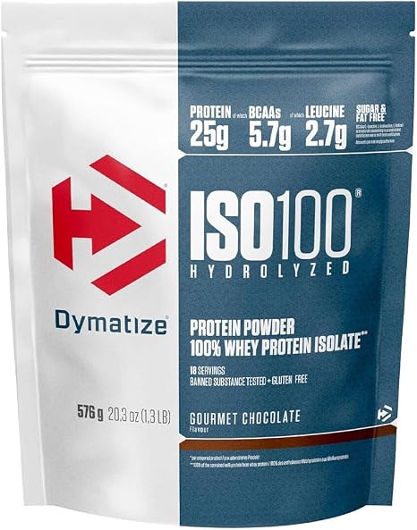 Dymatize ISO 100 Hydrolysed Gourmet Chocolate 576g – Whey Protein Hydrolysate + Isolate Powder