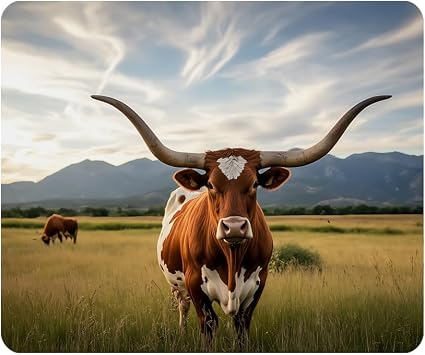Gaming Mouse Pad Longhorn Non-Slip Rubber Mouse Pad for Computers, Laptop, Office, Home Rectangle Personalized Mousepad 9.5 Inch x 7.9 Inch