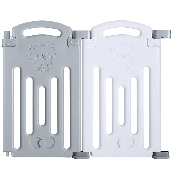 UANLAUO Foldable Baby Playpen 2 Panels Expandable Baby Fence Gate, Foldable Panels for Secure Play Areas