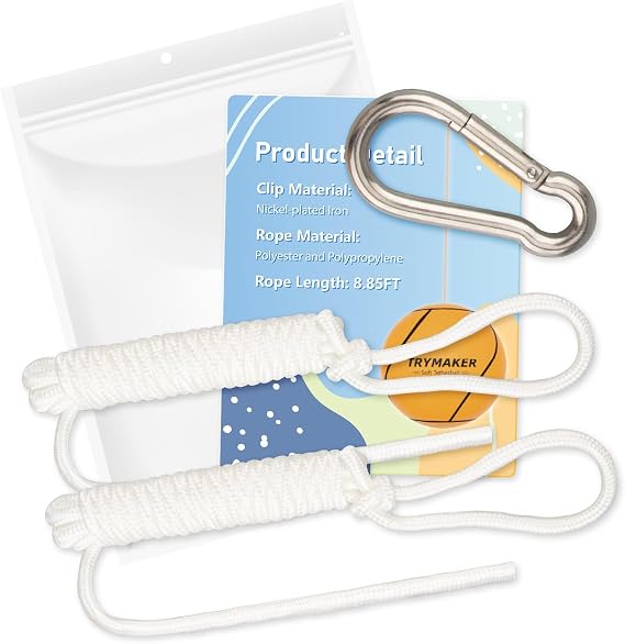 Trymaker Rope for Tetherball,8.8ft Replacement Tetherball Rope and Clip for Kids Adult Indoor and Outdoor