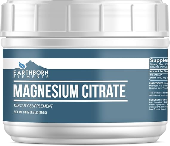Earthborn Elements Magnesium Citrate Oral Supplement, No Additives or Fillers (1.5 Pound)