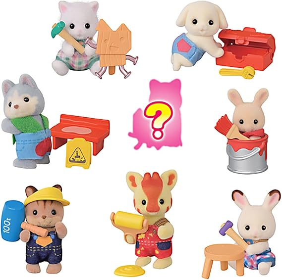 EPOCH Bebek Minifigür Minik Ustalar Serisi, Çok Renkli, Plastik, İnşaat Temalı, Sylvanian Families