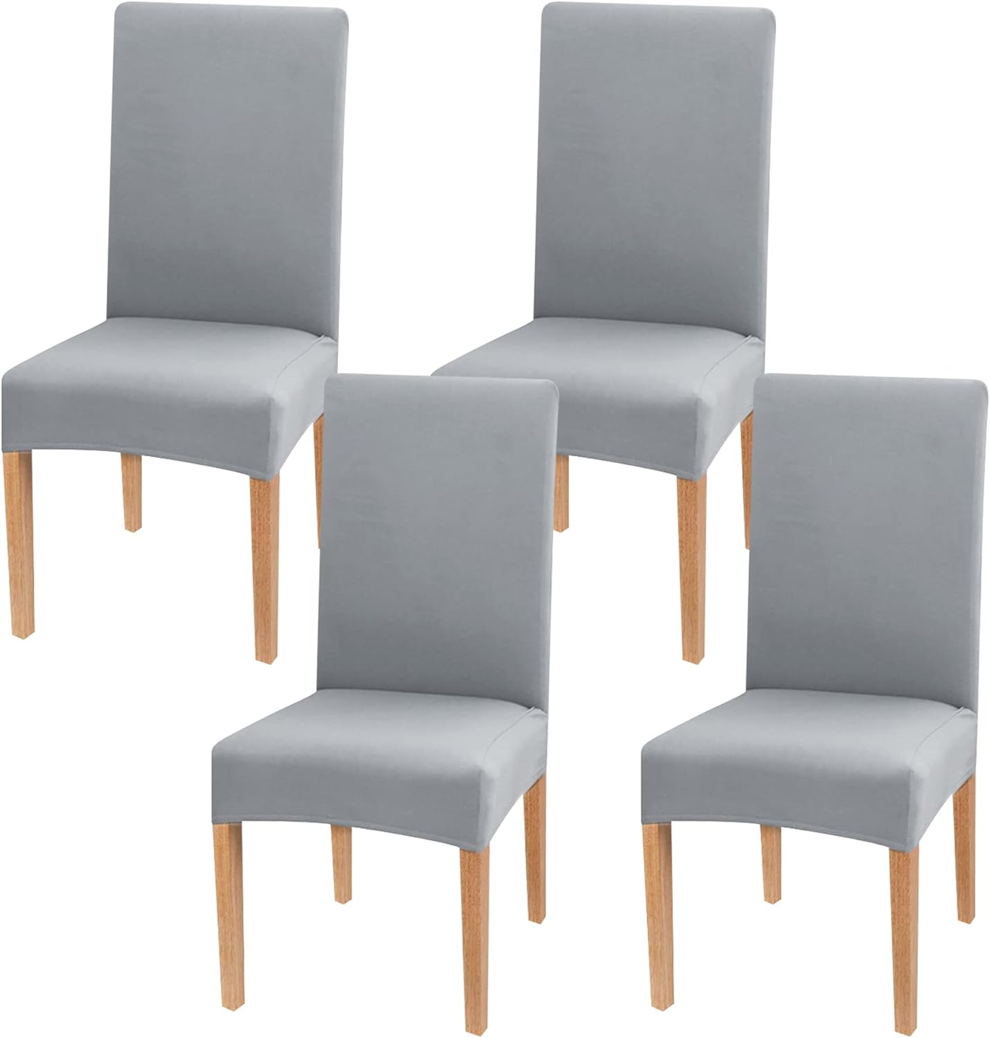 Newthinking Stretch Chair Covers for Dining Room, High Back Dining Chair Covers, Removable and Washable Full Wrap Elastic Chair Cover for Hotel, Wedding, Kitchen, Dining Room Anthracite, 4 Pack