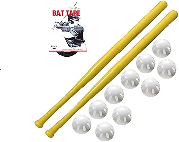 Wiffle Ball and Bat Combo Set, 10 Wiffle Balls Baseballs, 2 Bats, 1 Roll Bat Tape, and Pitching Guide
