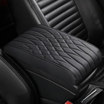 Car Center Console Armrest Mat for BMW Serie 5 Series 5er Touring F11 E61 E39 Touring E395 E34 Touring E345 Wagon Estate Universal Armrest Seat Box Protector Cover Leather,Black