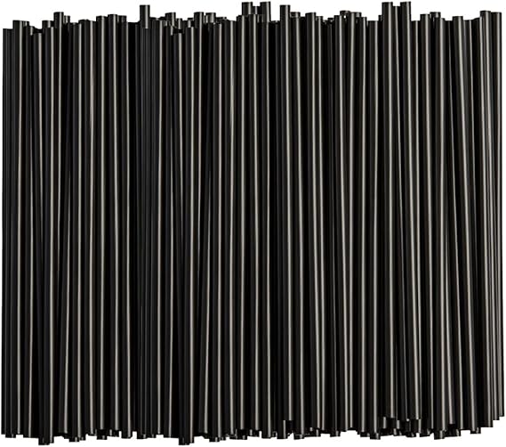 Comfy Package 7.75" Black Plastic Drinking Straws [250 Count] | Food-Safe, Strong & Sturdy, Resists Breaking, Disposable & Hygienic, Suitable for Hot or Cold Drinks