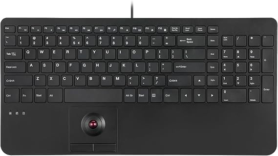 Perixx PERIBOARD-538 US Wired Compact USB Keyboard with Trackball - X-Type Scissor Key - 15.63"x7.8"x1.46" 397x198x37mm - Built-in 2 USB Hubs - Black