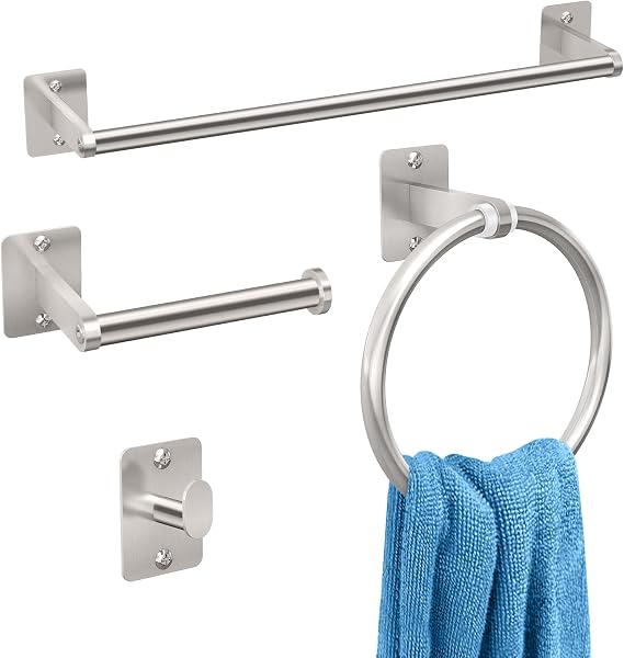 KLJKPA Brushed Nickel Bathroom Accessories Set, 4 PCS Bathroom Hardware Set