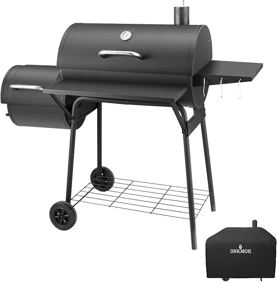 Charcoal Grill with Offset Smoker,BBQ Grill 714 Sq In with Side Table