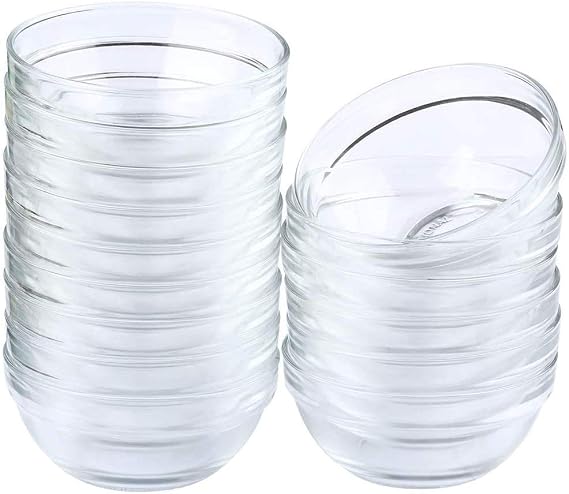 Maredash Mini Bowls 4 Inch Glass Bowls for Kitchen Prep, Dessert, Dips, and Candy Dishes ,4oz Stackable Dishware safe ,Set of 16 (combination)